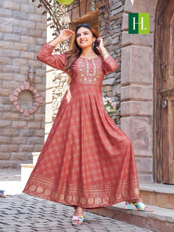 Hirwa Golden Surili Ethnic Wear Long Anarkali Kurti Collection